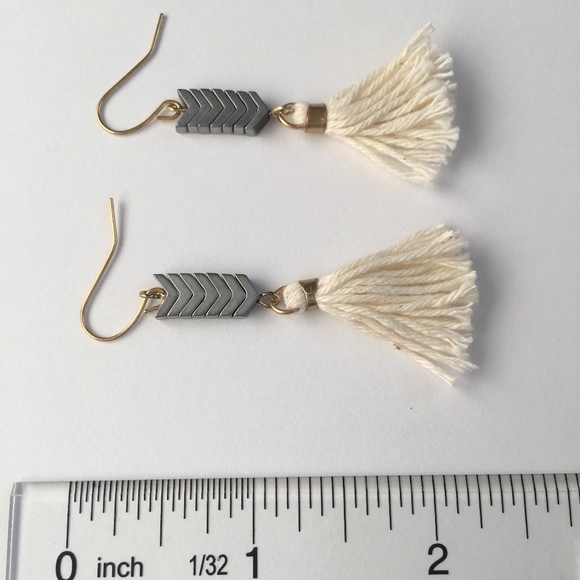 Chevron Tassel Dangle Drop Earrings - Picture 6 of 6